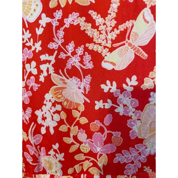 J.McLaughlin‎ Size S Harriet Silk Blend Tiered Midi Dress Coral Floral Butterfly - Picture 11 of 11